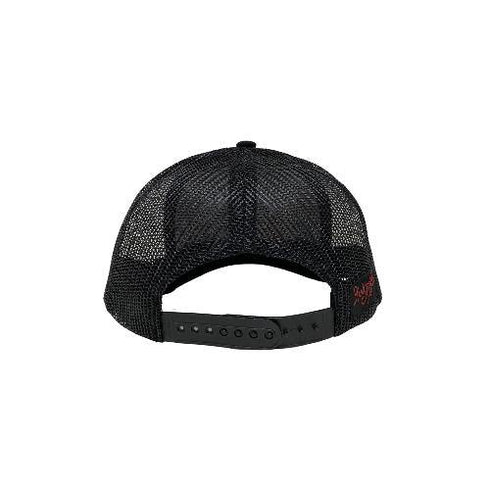 Redfish Outline in Red on Black Snapback Hat - KnottyTails